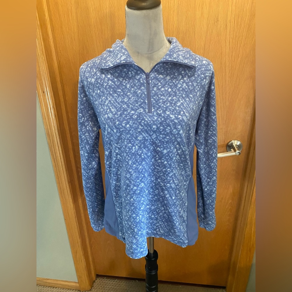 Women’s Columbia 1/4 Zip Blue & White Fleece Pullover Size L